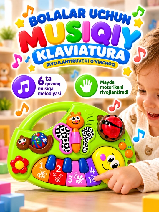 Hola Rivojlantiruvchi Musiqali Pianino O‘yinchoq (6+ oy) - 