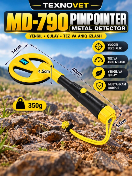 Мини-металлоискатель MD-790 Pinpointer для животных ветеринарный ручной металлоискатель