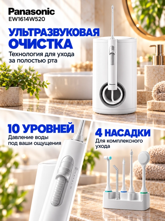 5 лет официальной гарантии. Стационарный ирригатор Panasonic EW1614W520
