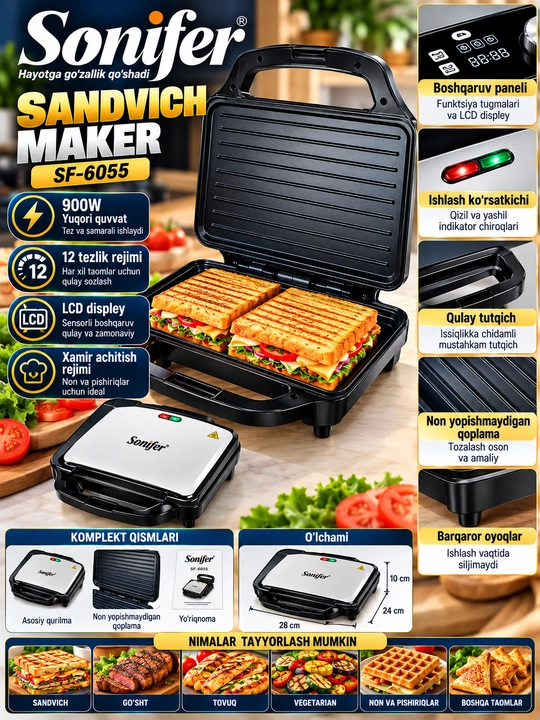 Сэндвичница и гриль Sonifer SF-6055