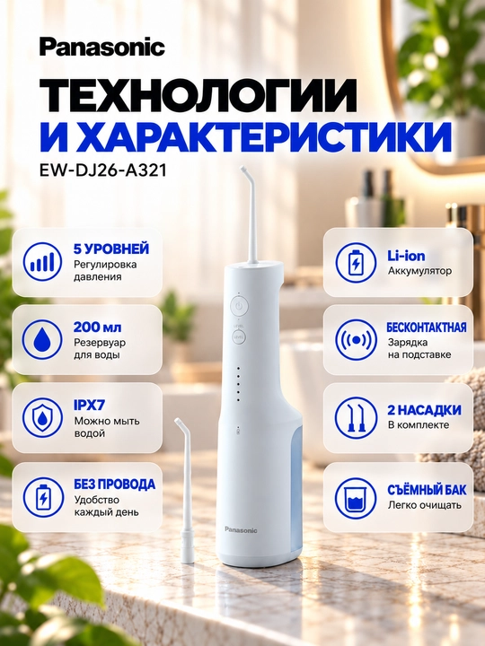 5 Лет официальной гаранитии, ирригатор Panasonic EW-DJ26-A321