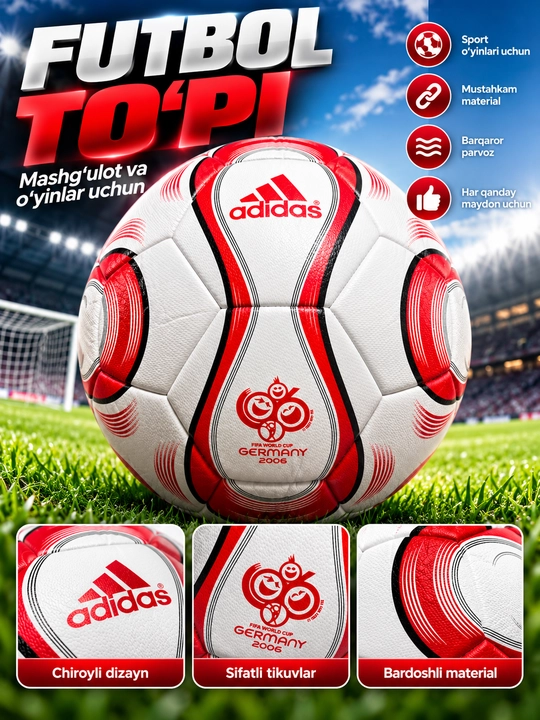Futbol to‘pi, mashg‘ulotlar va o‘yinlar uchun sifatli to‘p - 