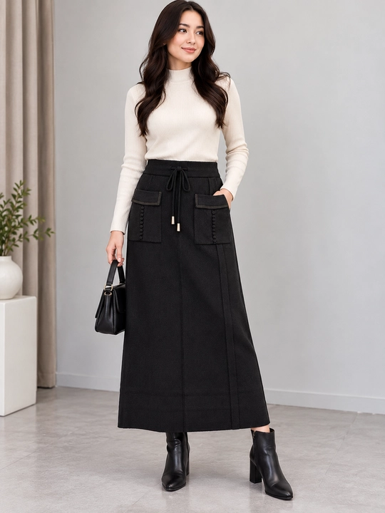 Ayollar uchun to‘qima midiva uzun yubka – qulay, elegant va har kunga mos zamonaviy stil