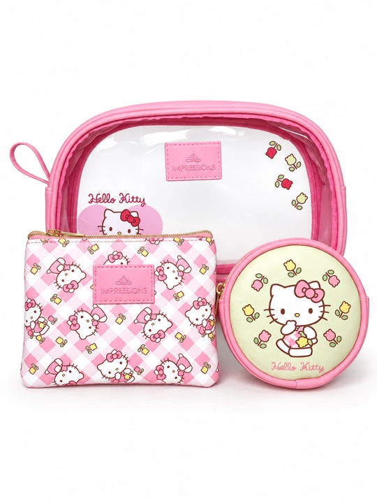 Набор косметичек Hello Kitty 3 в 1, прозрачные сумочки для косметики  для девочек