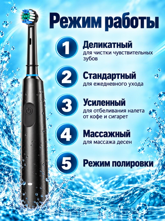 Электрическая зубная щетка, с вращающейся насадкой, типа Oral-B