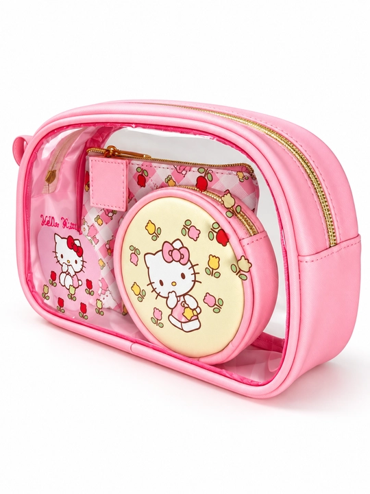 Набор косметичек Hello Kitty 3 в 1, прозрачные сумочки для косметики  для девочек
