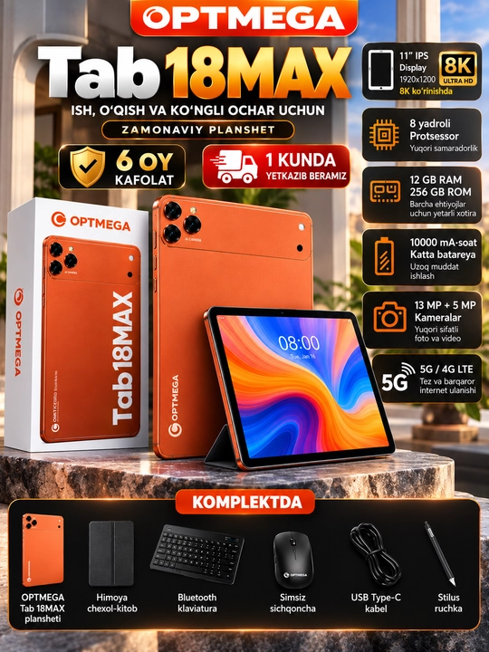 Premium CCIT Tab G17 pro planshet — 12/256 xotira, 5G internet, 2 ta SIM - 