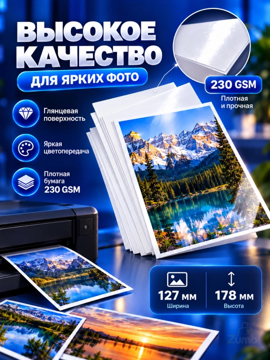 KEDR siyoh purkagichli printer uchun yaltiroq fot qog‘oz, turli formatlar