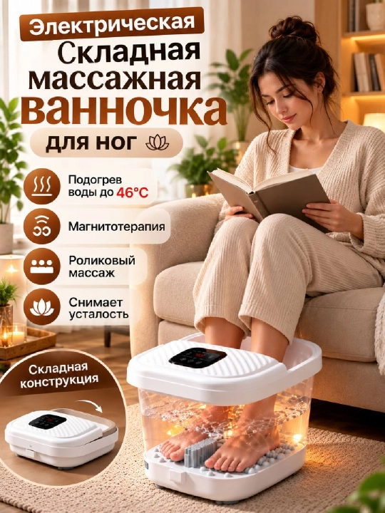 Oyoqlar uchun gidromassaj vannasi, buxli va isitgichli massaj apparati, rolikli massajor - 