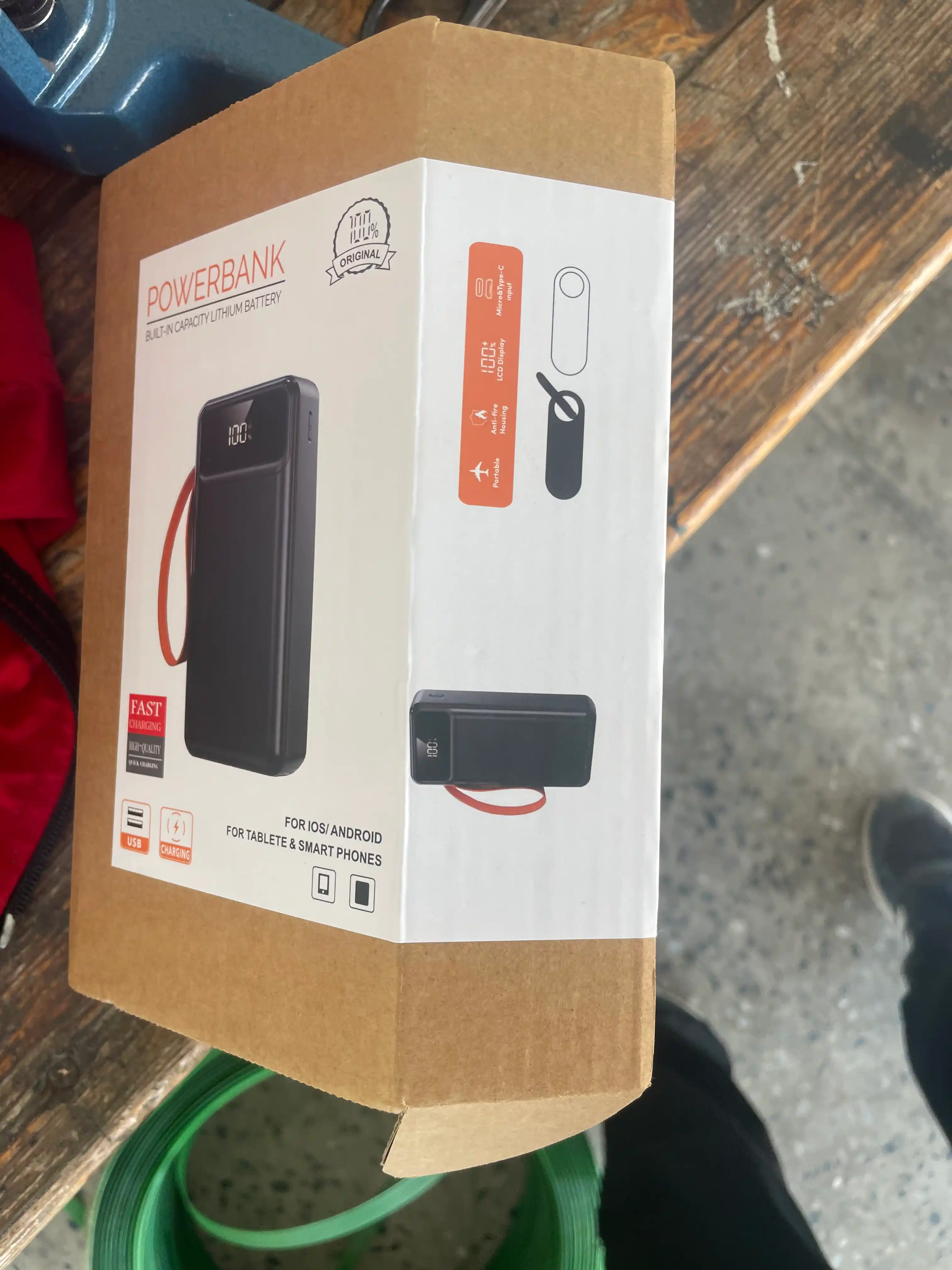 Power Bank 20000mA 66W tezkor quvvat bilan tashqi akkumulyatori +4 kabel bilan