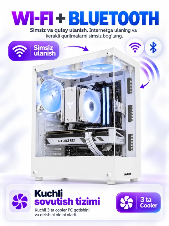 Kompyuter, korpus va monitor o‘yinlar va ofis uchun tayyor to‘plam DDR3 16 GB, SSD 512 GB