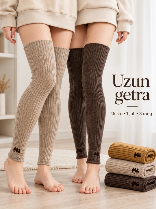 Isituvchi uzun getra, tizza va boldir uchun issiq getralar, 45 sm, elastik, 1 juft