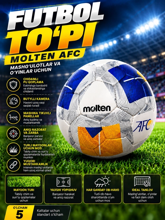 Molten AFC futbol to‘pi | Mashg‘ulot va o‘yinlar uchun - 