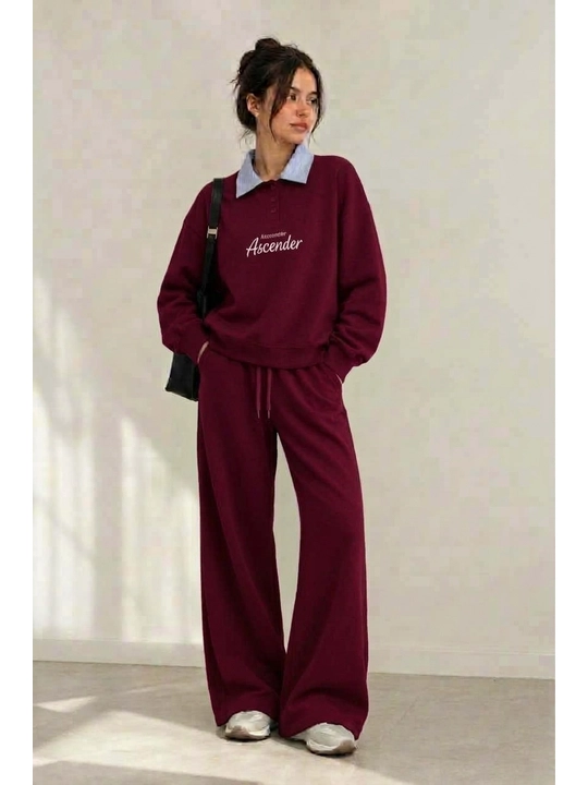 Ayollar uchun zamonaviy sport kostyumi, yoqali, shimli, kundalik kiyish uchun moda to‘plam