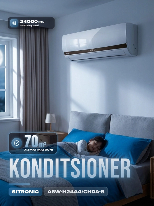 Kondisioner SITRONIC ASW-H24A4/CHQD, inverter + TEN