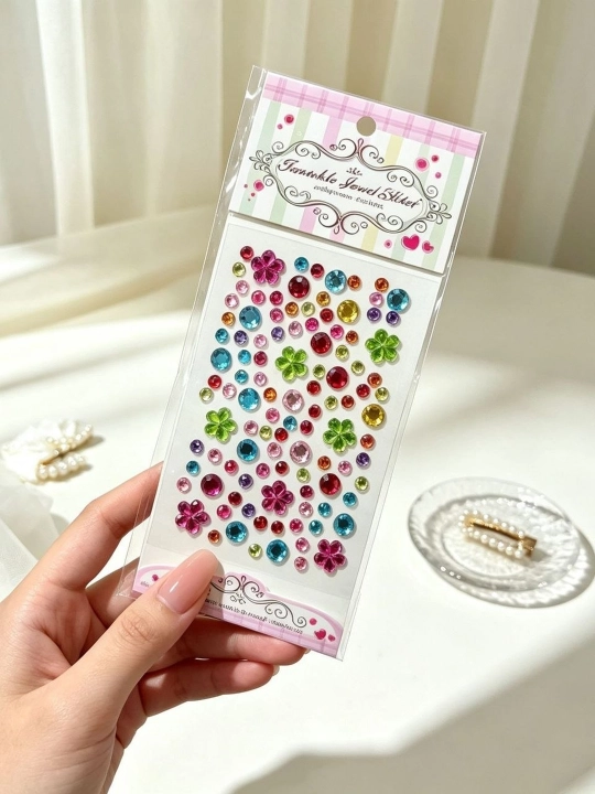 Самоклеящиеся стразы с цветами, 5 листов для телефона, ногтей и DIY-декора