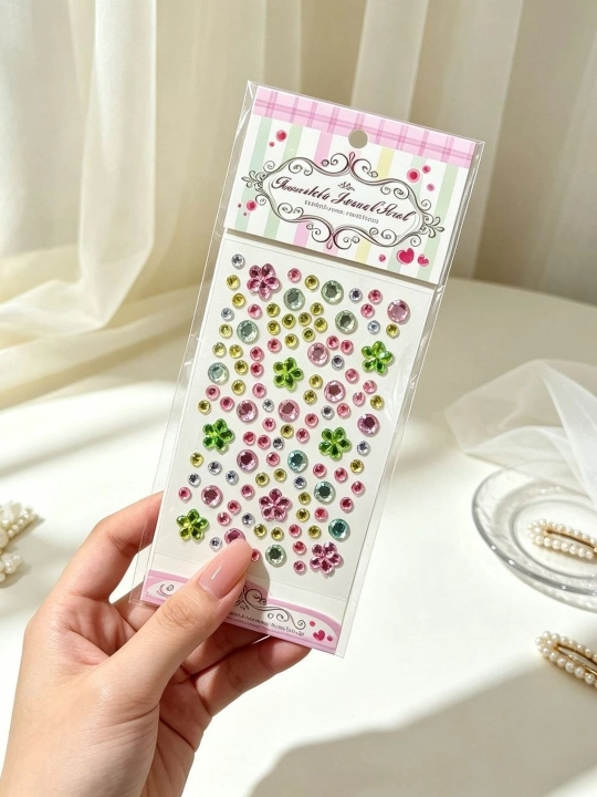 Самоклеящиеся стразы с цветами, 5 листов для телефона, ногтей и DIY-декора