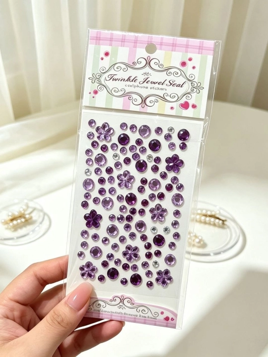 Самоклеящиеся стразы с цветами, 5 листов для телефона, ногтей и DIY-декора