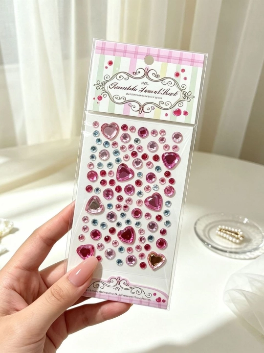 Самоклеящиеся стразы-сердца, 5 листов для телефона, ногтей и DIY-декора