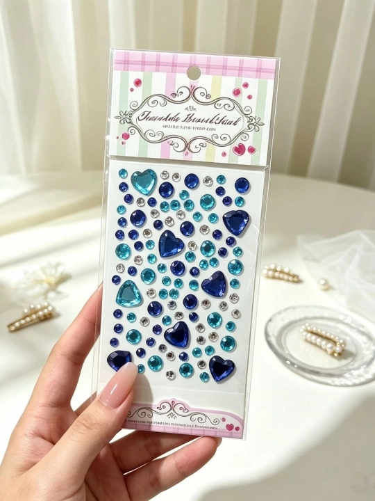 Самоклеящиеся стразы-сердца, 5 листов для телефона, ногтей и DIY-декора