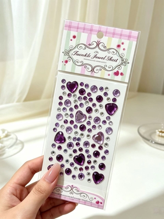 Самоклеящиеся стразы-сердца, 5 листов для телефона, ногтей и DIY-декора