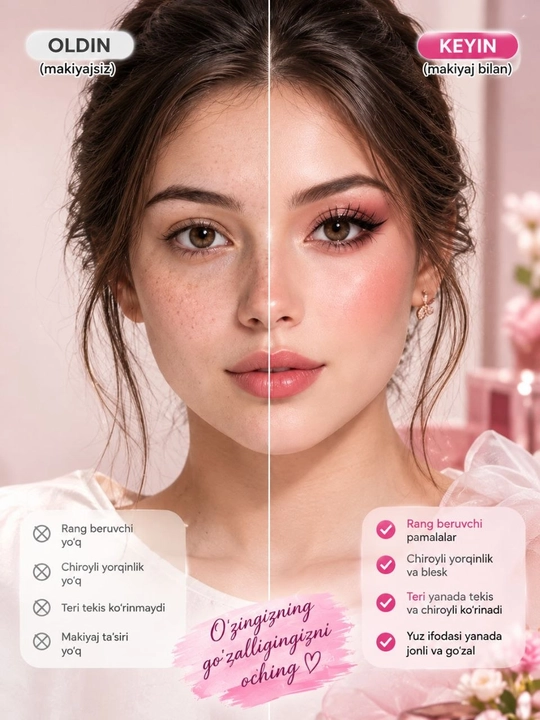 Fairy Like makiyaj paletkasi 4in1 ko‘z lab yuz uchun
