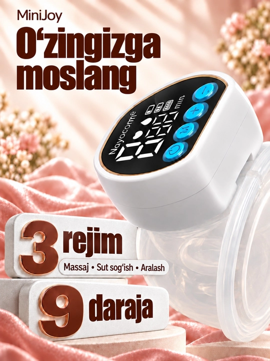 Elektr sut so‘rg‘ich, simsiz, 3 rejimli, massaj + 5 ta paket