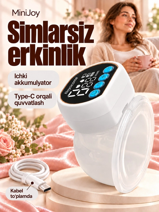 Elektr sut so‘rg‘ich, simsiz, 3 rejimli, massaj + 5 ta paket