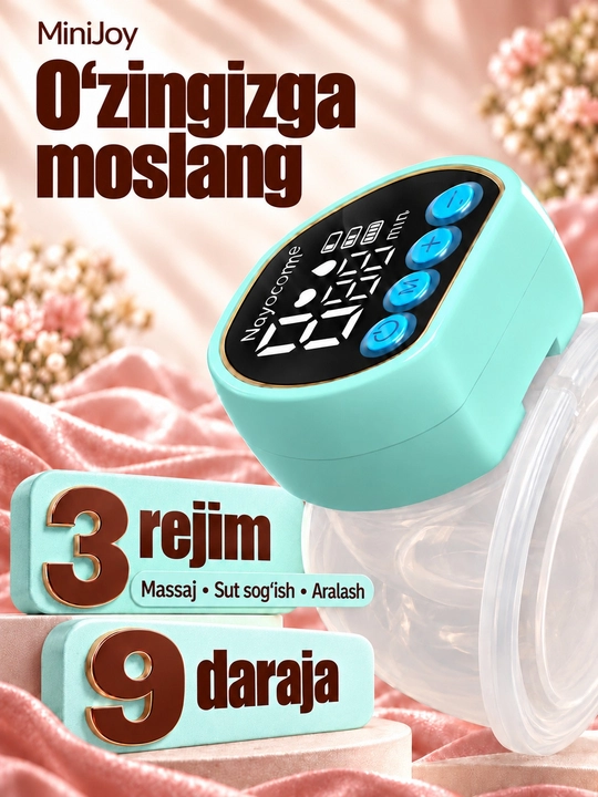 Elektr sut so‘rg‘ich, simsiz, 3 rejimli, massaj + 5 ta paket