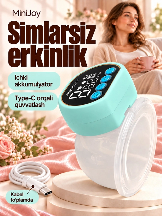 Elektr sut so‘rg‘ich, simsiz, 3 rejimli, massaj + 5 ta paket