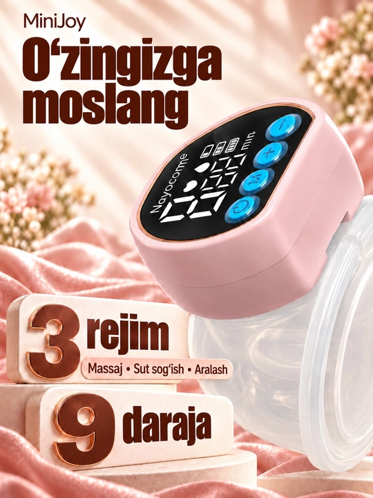 Elektr sut so‘rg‘ich, simsiz, 3 rejimli, massaj + 5 ta paket