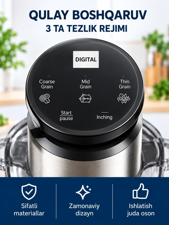 Uakeen elektr go'sht maydalagich, 800W, shisha idish 2.0 L, chopper blender