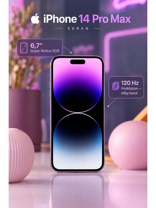 Apple iPhone 14 Pro Max, 6,7″ OLED, 120 Гц, 48 Мп, A16 Bionic, 5G