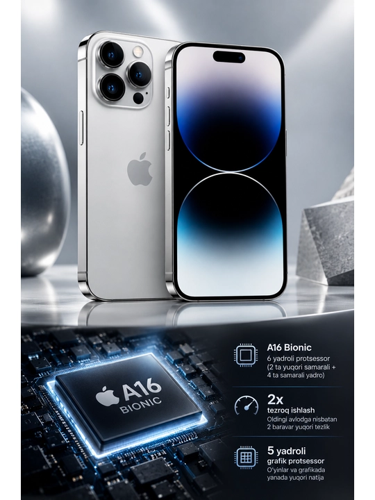 Apple iPhone 14 Pro Max, 6.7″ OLED, 120 Hz, 48 MP, A16 Bionic, 5G