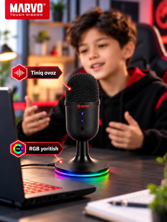 Микрофон MARVO Blast 40 Black для ПК — для игр, стриминга, онлайн-созвонов и записи звука
