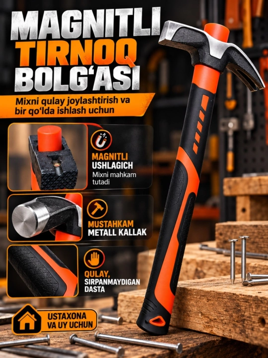 Mix sug‘urgichli bolg‘a, sirpanmaydigan shisha tolali dastak, qora-to‘q sariq - 