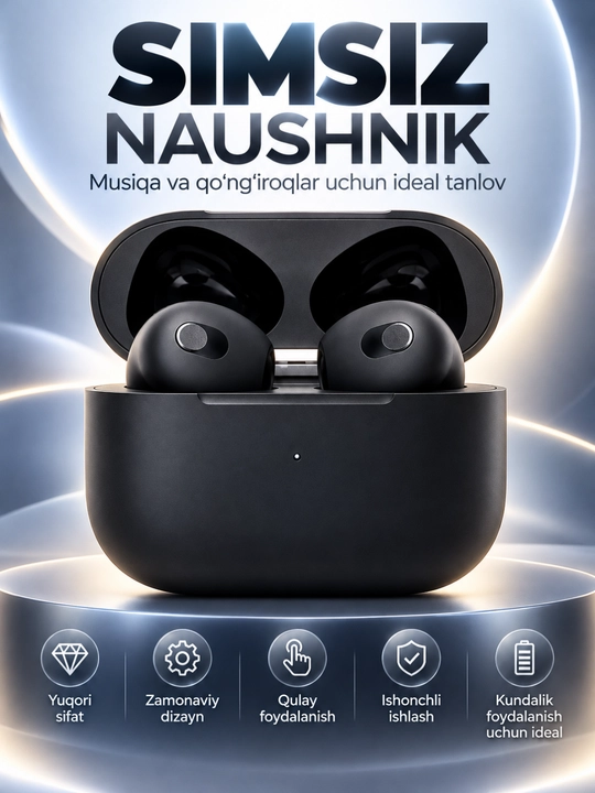 Simsiz Bluetooth Quloqlik – Bluetooth 5.3, Sensor Boshqaruv va HD Stereo Ovoz - 