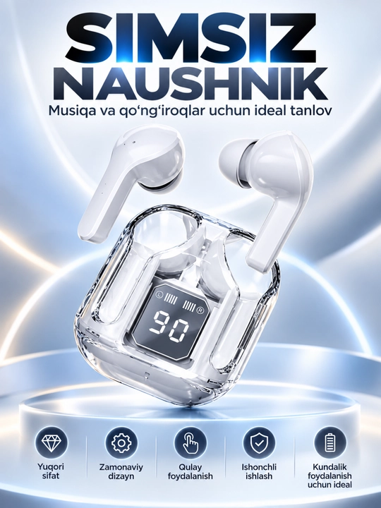 AIBT TWS Bluetooth 5.3 Simsiz Naushnik, LED Displeyli Type-C Zaryadlash Qutisi - 