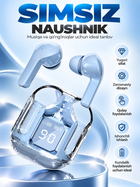 AIBT TWS Bluetooth 5.3 Simsiz Naushnik, LED Displeyli Type-C Zaryadlash Qutisi - 