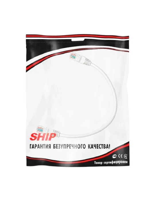 SHIP Cat.5e UTP RJ45–RJ45 kommutatsiya kabeli, LSZH, oq rangli, 0,3–20 m