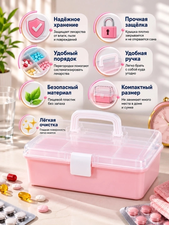 Органайзер для аптечки, коробка для хранения лекарств