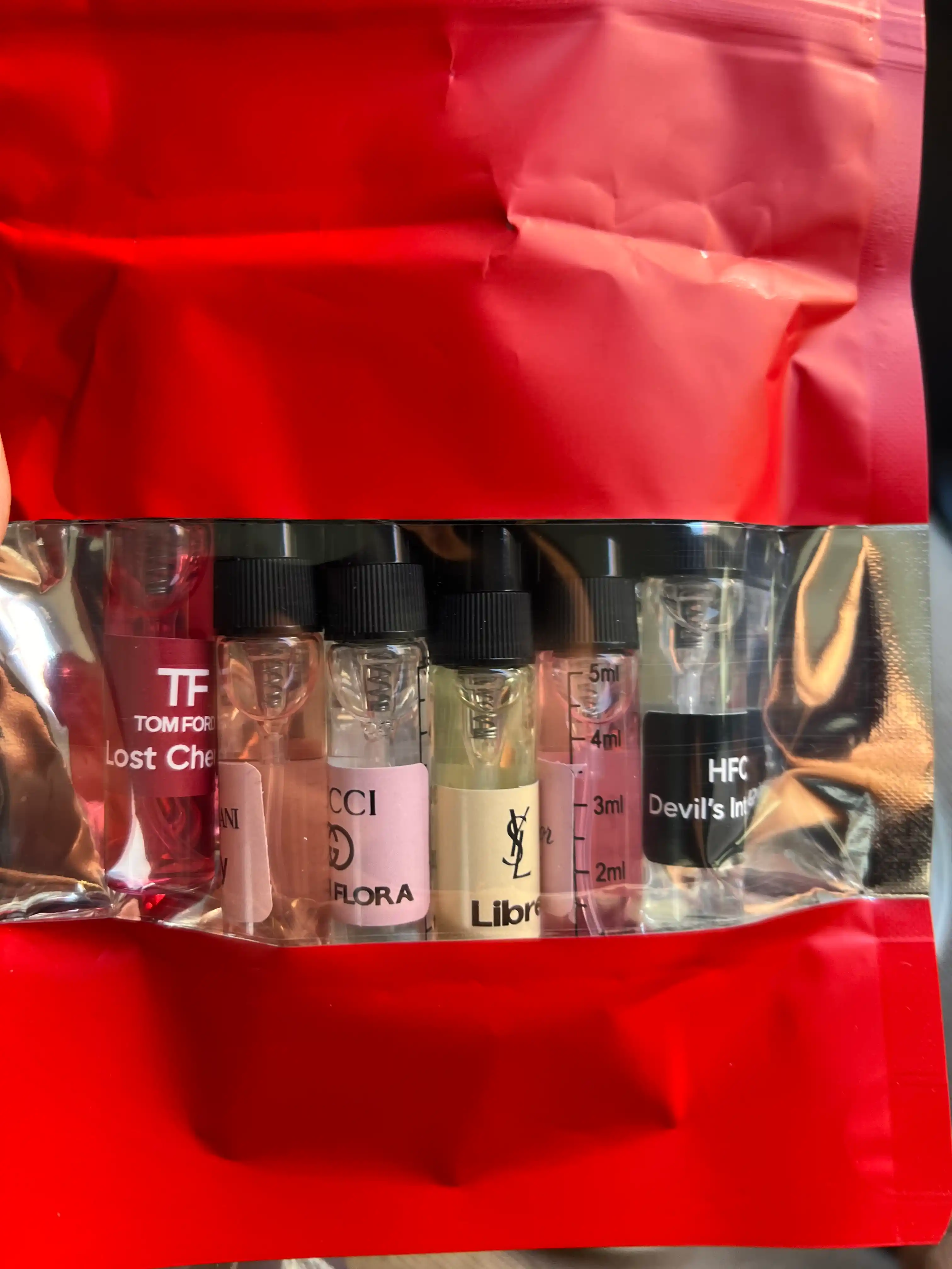 Набор духов для женщин Gucci Flora, Miss Dior, Devil's Intrigue, Libre, Lost Cherry, 6 в 1