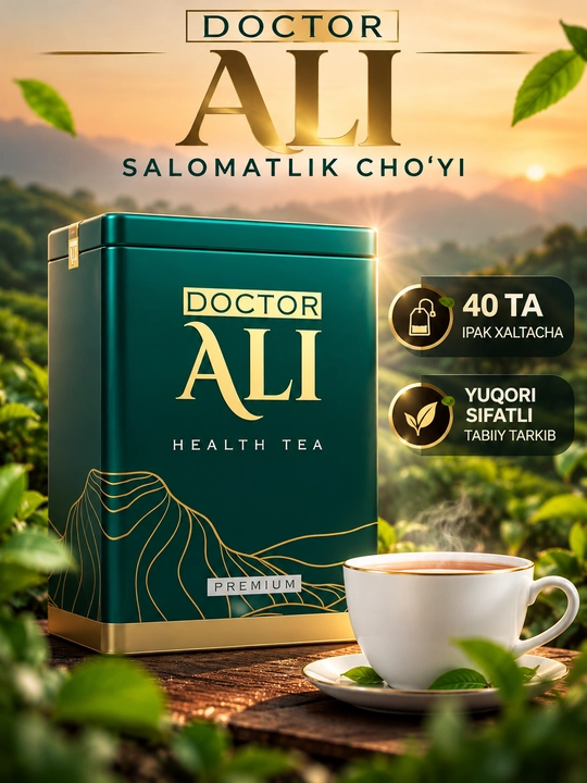 Doctor Ali Premium fitochoyi, immunitet, xotira va quvvat uchun tabiiy choy - 