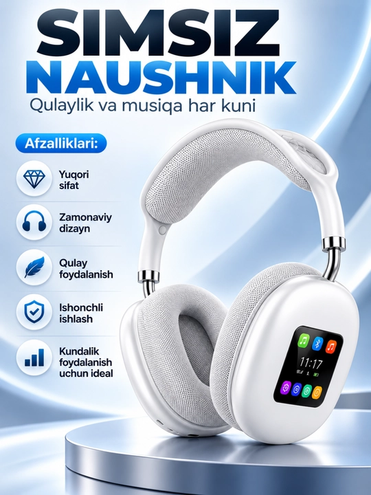 P-908BT simsiz Bluetooth sensorli ekran va mikrofonli quloqchinlar - 