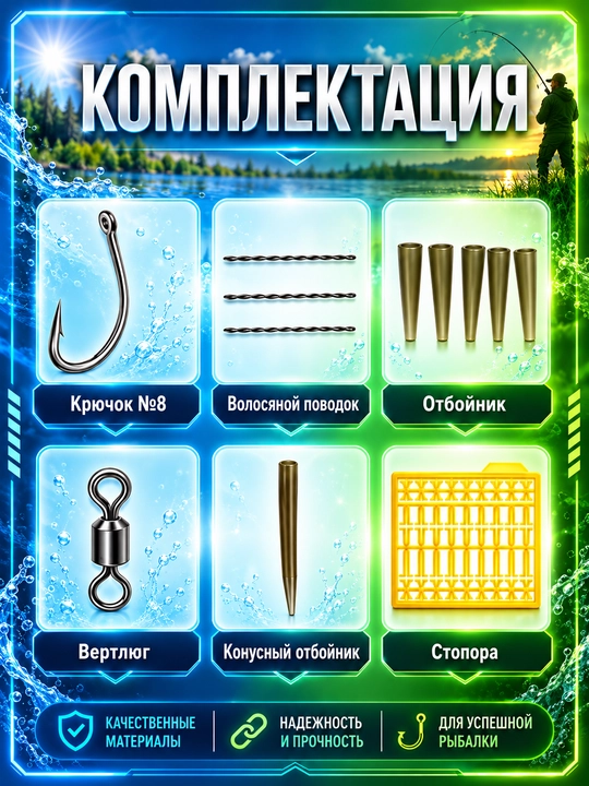 Flet usuli uchun baliq ovlash igak iplar to‘plami