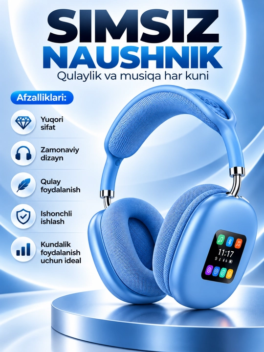 P-908BT simsiz Bluetooth sensorli ekran va mikrofonli quloqchinlar - 