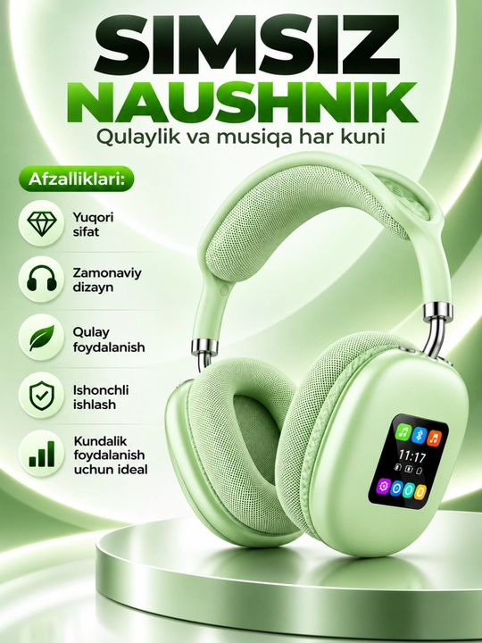 P-908BT simsiz Bluetooth sensorli ekran va mikrofonli quloqchinlar - 