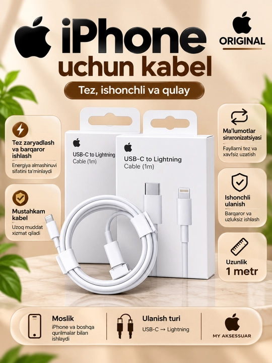 Кабель для iPhone USB, Type-C и Lightning, 60 Вт — быстрая зарядка и удобное использование - 