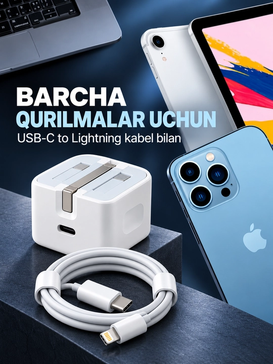 Зарядка 50W, быстрая зарядка, кабель Type-C Lightning