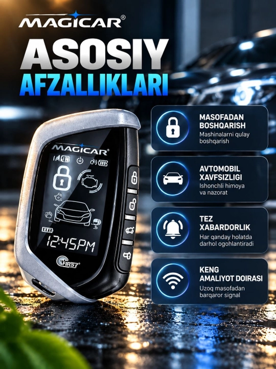 Avtomobil signalizatsiyasi Dominator Magicar, masofadan boshqarish pulti bilan, D908S